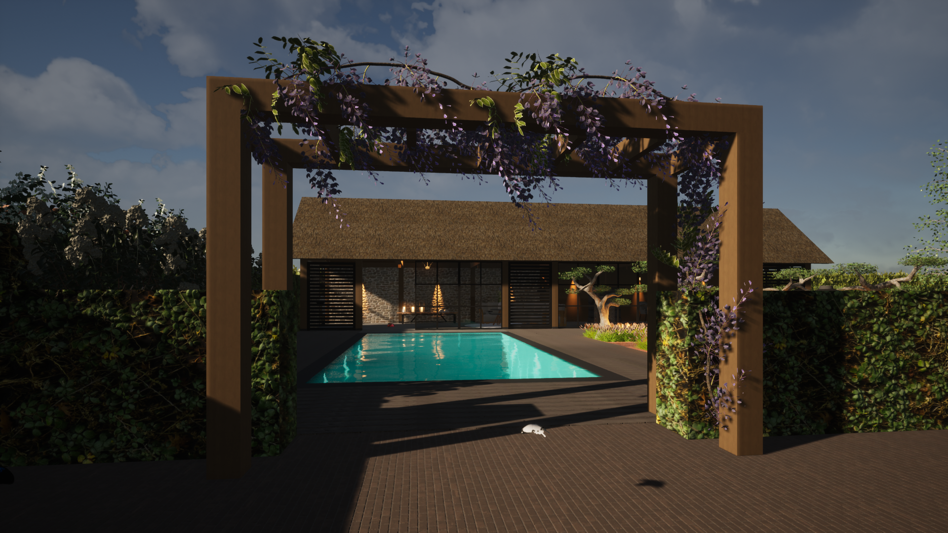 luxe_tuinontwerp_met_een_zwembad_en_overkapping